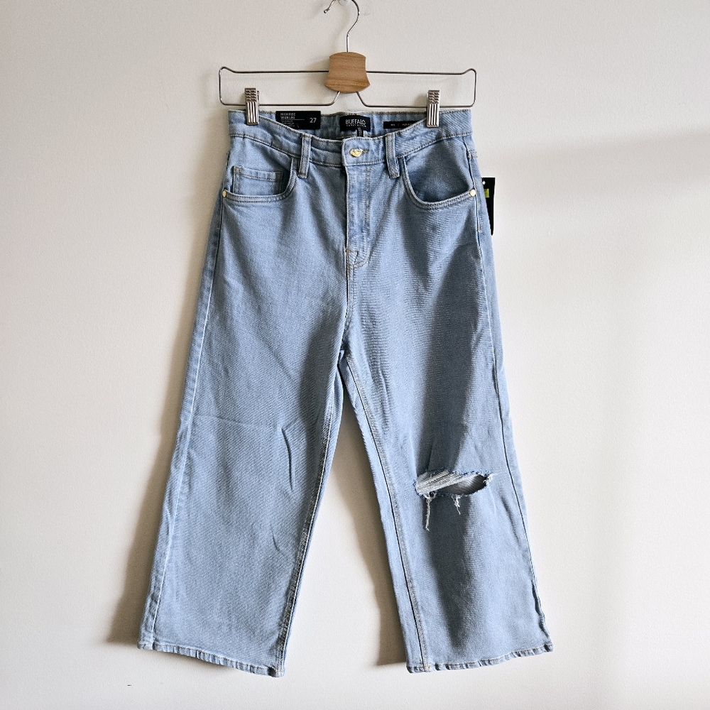 BUFFALO | NWT US 27 Wide Leg High Rise Denim Jeans | light wash